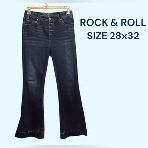 ROCK & ROLL DENIM BUTTON FLY JEANS SIZE 28 X 30 GENTLY WORN